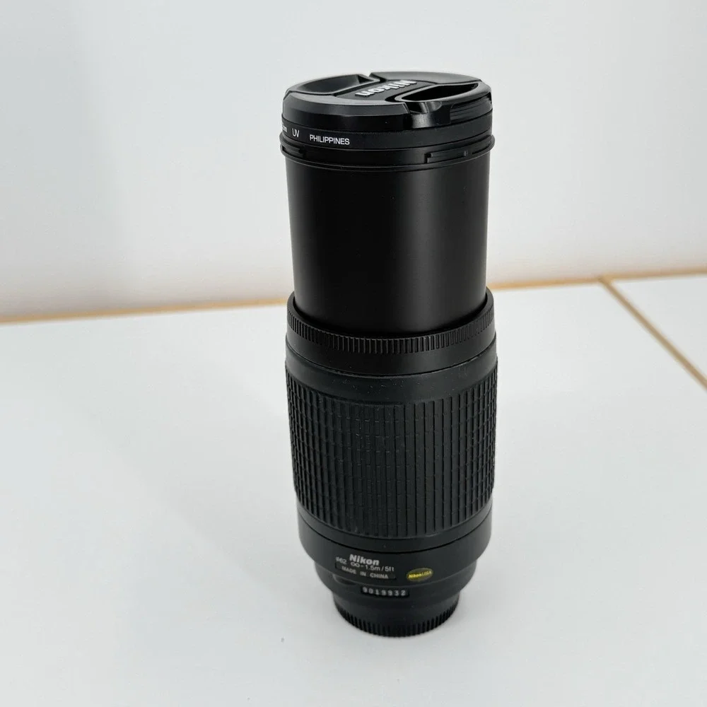 70-300mm AF Nikon Black Telephoto Zoom Lens with Caps & Hood